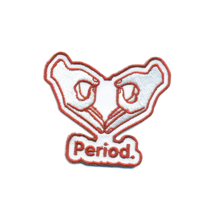 ‘Period.’ statement iron-on patch in period-red - Manitober