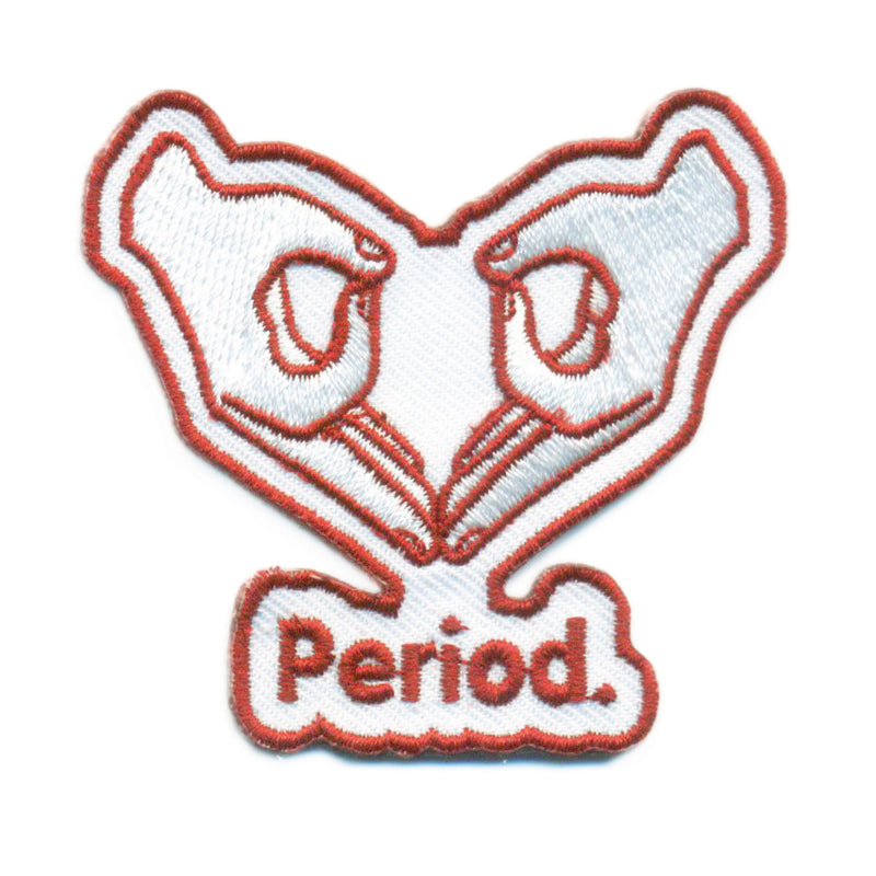 ‘Period.’ statement iron-on patch in period-red - Manitober